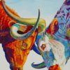 Colorful Cow and Bull Paint By Numbers