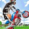 Calf on Blue Motorcycle Paint By Numbers