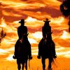 Cowboy and Cowgirl Sunset Scene Paint By Numbers
