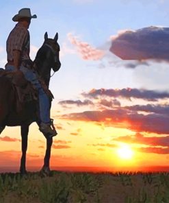 Cowboy Sunset Landscape Paint By Numbers