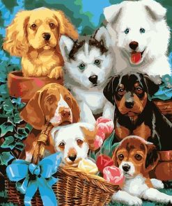 Cute Puppies Dogs Paint By Numbers