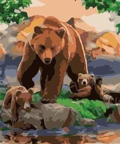 Bears and Baby Bear Paint By Numbers