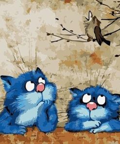 Funny Blue Cats Fat Cat Paint By Numbers