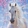 White Horse Flower Animals Paint By Numbers