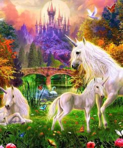 White Horse and Unicorn Paint By Numbers