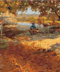 River Family Camping Scene Paint By Numbers