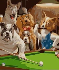 Dogs Playing Billiards Paint By Numbers
