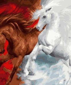 White Horses Symbolism Paint By Numbers