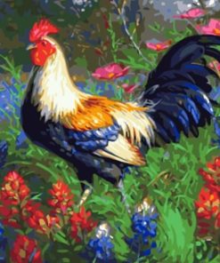 Rooster and Floral Bird Paint By Numbers