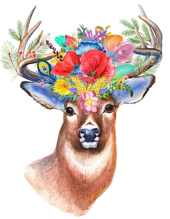 Deer With Flower Crown Completed Artwork