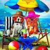 Beach Dogs with Parasol Paint By Numbers