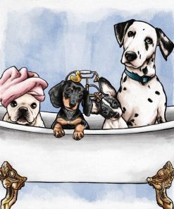 Dogs in the Tub Animal Paint By Numbers