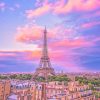 Eiffel Tower Pink Scene Paint By Numbers