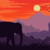Elephant Sunset Silhouette Paint By Numbers