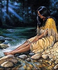 Native Woman River Scene Paint By Numbers