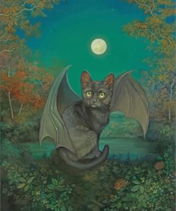Fantasy Cat and Bat Paint By Numbers