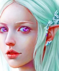Fantasy Elf Violet Eyes Paint By Numbers