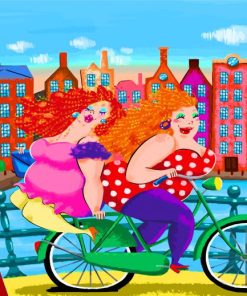 Curvy Ladies on Bicycles Paint By Numbers