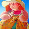 Fat Lady Enjoying Watermelon Paint By Numbers