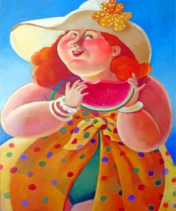 Fat Lady Enjoying Watermelon Paint By Numbers