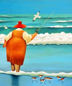 Fat Woman Fishing Experience Paint By Numbers