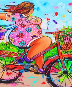 Fat Woman Cycling Paint By Numbers