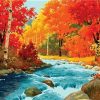 Autumn Forest River Nature Scenery Paint By Numbers