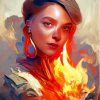 Fiery Woman Flames Paint By Numbers