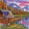 Log Cabin by the Lake Paint By Numbers