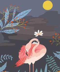 Flamingo Night Scene Paint By Numbers