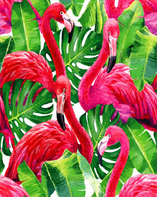 Finalizing Flamingos and Tropical Monstera Paint By Numbers