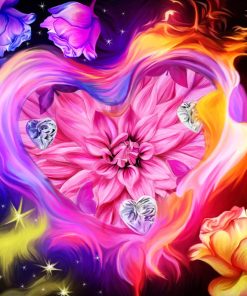 Colorful Floral Heart Paint By Numbers