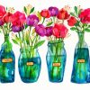 Floral Glass Bottles Paint By Numbers
