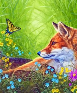 Foxes and Butterflies Paint By Numbers
