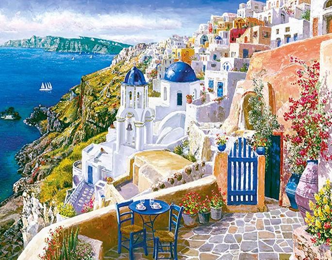 Finalizing View from Santorini Greece Artwork