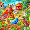 Colorful Garden Birds Paint By Numbers