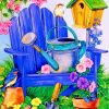 Garden Watering Pail with Birds Paint By Numbers