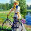 Girl on Bicycle Paint By Numbers