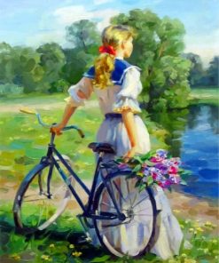 Girl on Bicycle Paint By Numbers