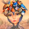 Girl and Blue Birds Paint By Numbers