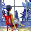 Girl and Cat by Window Paint By Numbers