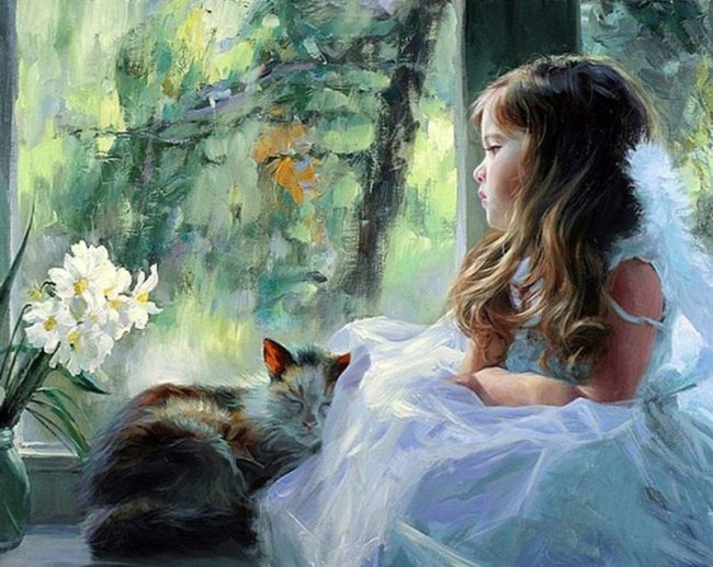 Kitty and Girl Companions Paint By Numbers