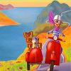 Anime Girl and Vespa Adventure Paint By Numbers