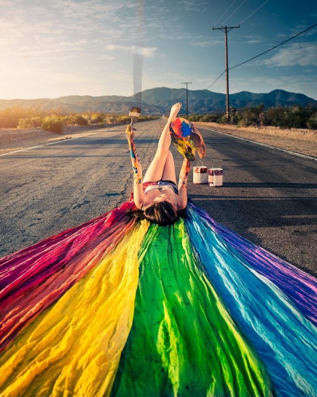 Girl Painting Road Rainbow Paint By Numbers