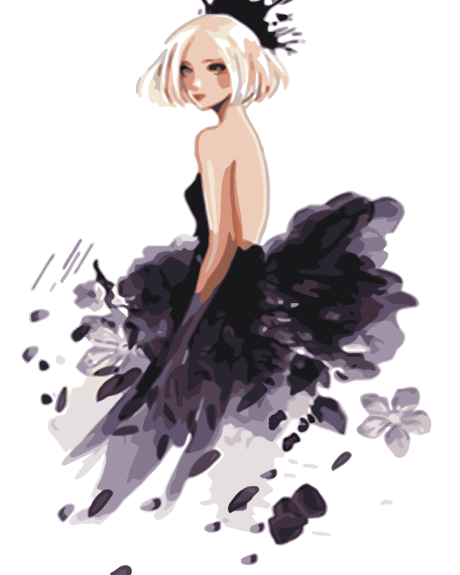 Black Dress Girl Paint By Numbers