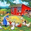 Girl With Chickens Paint By Numbers