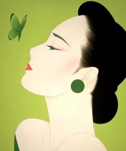 Girl with Green Background Paint By Numbers