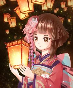 Girl Cartoon Lamp Paint By Numbers