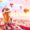 Girl Enjoying Turkish Hot Air Balloons Paint By Numbers