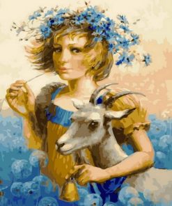 Vintage Goat Girl Paint By Numbers
